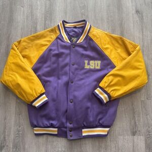 Vintage LSU Tigers Jacket Mens Medium Purple Gold NCAA Football Steve & Barry's